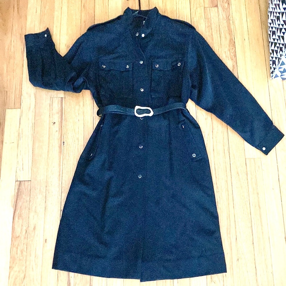 VTG OLEG CASSINI Black Coat Dress Sz 10